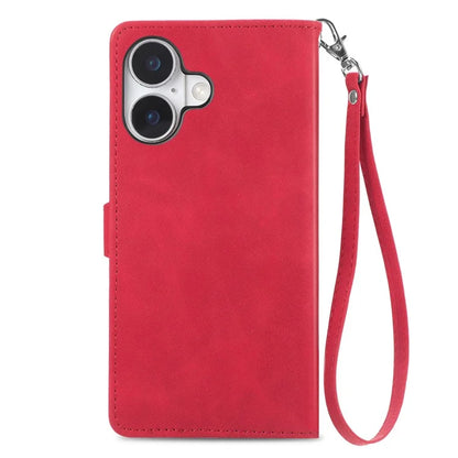 For iPhone 16 Case Zipper Wallet PU Leather Flower Imprint Phone Cover