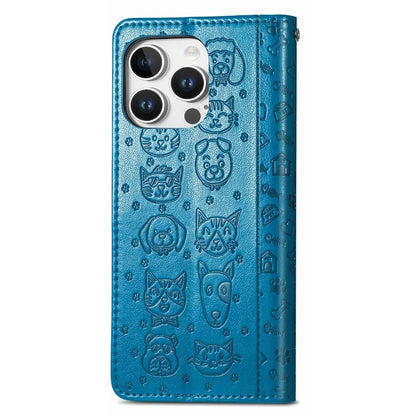 For iPhone 16 Pro Case Leather Wallet Flip Phone Cover Cute Cat Dog Pattern