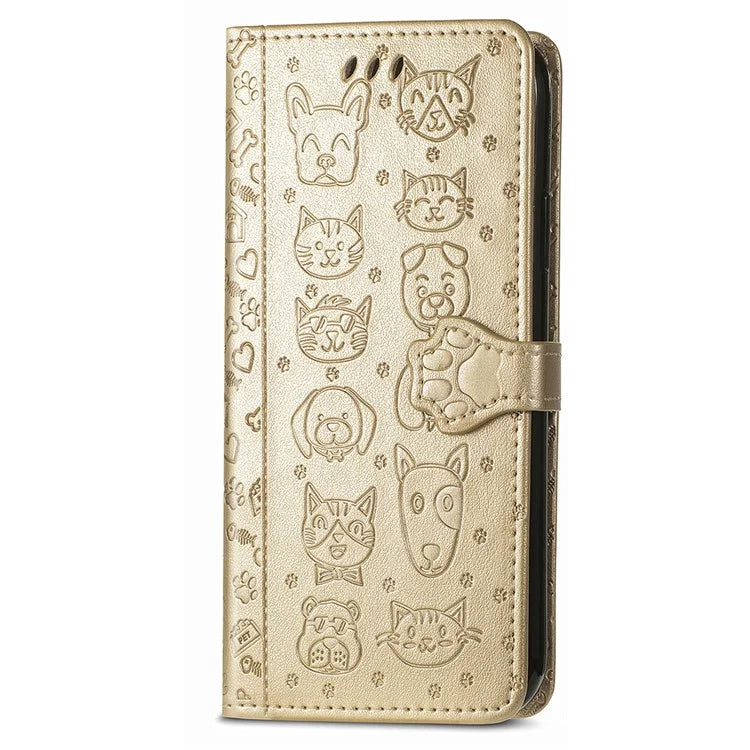 For iPhone 16 Pro Case Leather Wallet Flip Phone Cover Cute Cat Dog Pattern