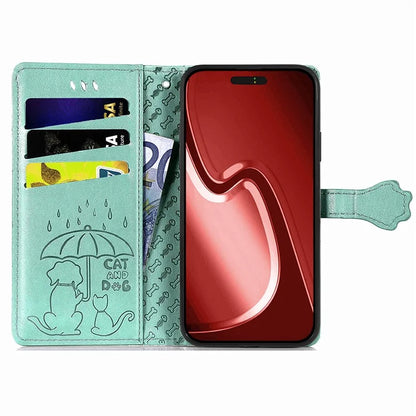 For iPhone 16 Pro Case Leather Wallet Flip Phone Cover Cute Cat Dog Pattern