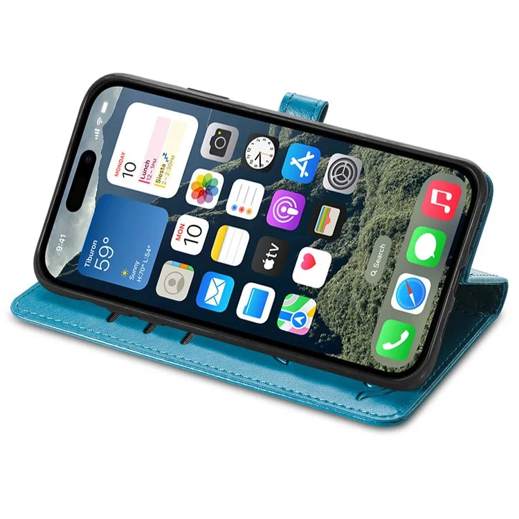 For iPhone 16 Plus Case Leather Wallet Flip Phone Cover Cute Cat Dog Pattern