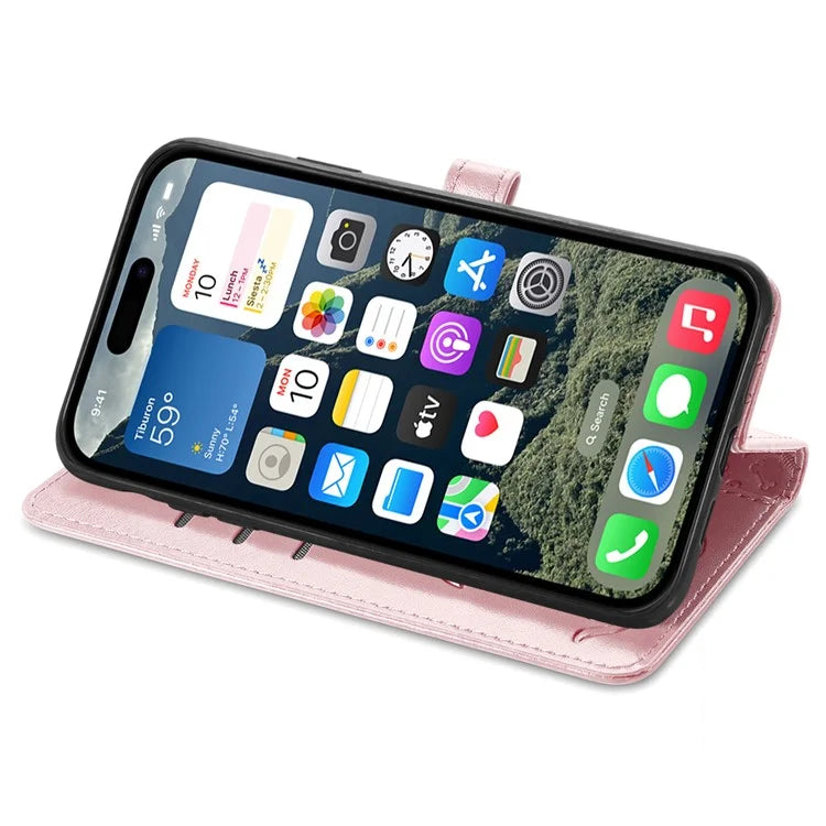 For iPhone 16 Plus Case Leather Wallet Flip Phone Cover Cute Cat Dog Pattern