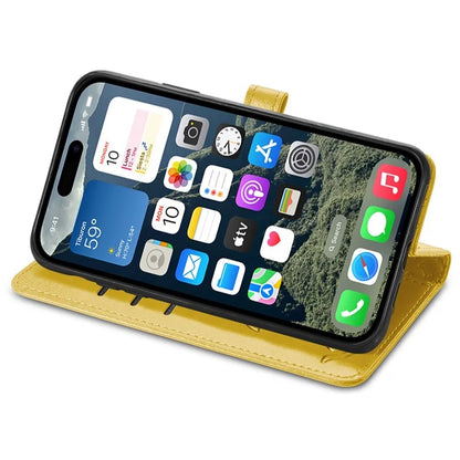 For iPhone 16 Case Leather Wallet Flip Phone Cover Cute Cat Dog Pattern