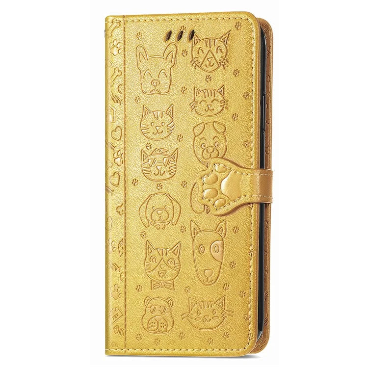 For iPhone 16 Case Leather Wallet Flip Phone Cover Cute Cat Dog Pattern
