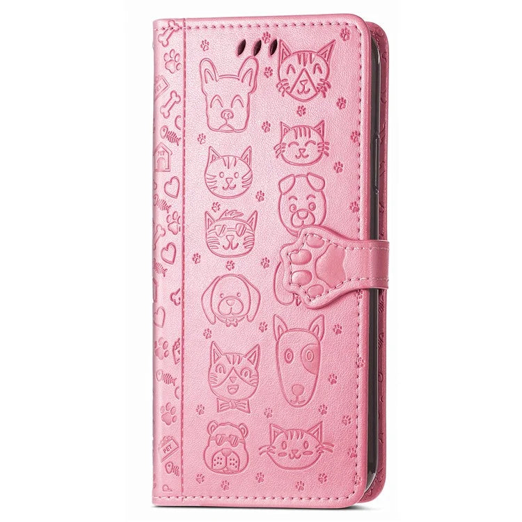 For iPhone 16 Case Leather Wallet Flip Phone Cover Cute Cat Dog Pattern