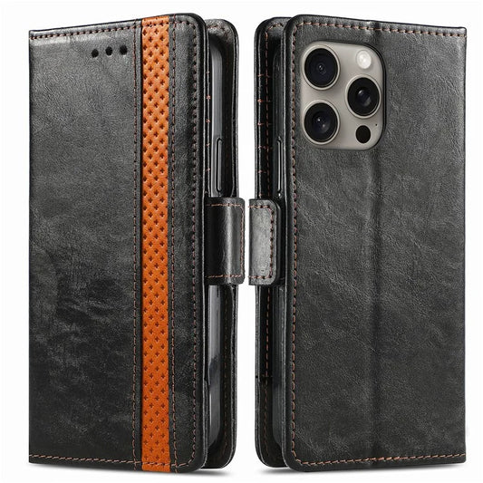 CASENEO 002 Series For iPhone 16 Pro Max Case Stand Wallet Splicing PU Leather Cover