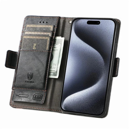 CASENEO 002 Series For iPhone 16 Pro Max Case Stand Wallet Splicing PU Leather Cover