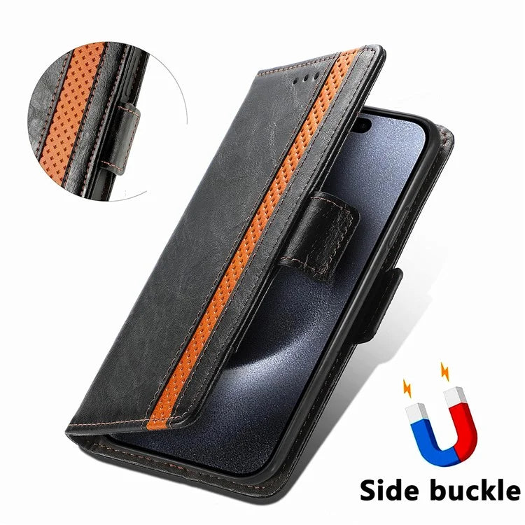 CASENEO 002 Series For iPhone 16 Pro Max Case Stand Wallet Splicing PU Leather Cover