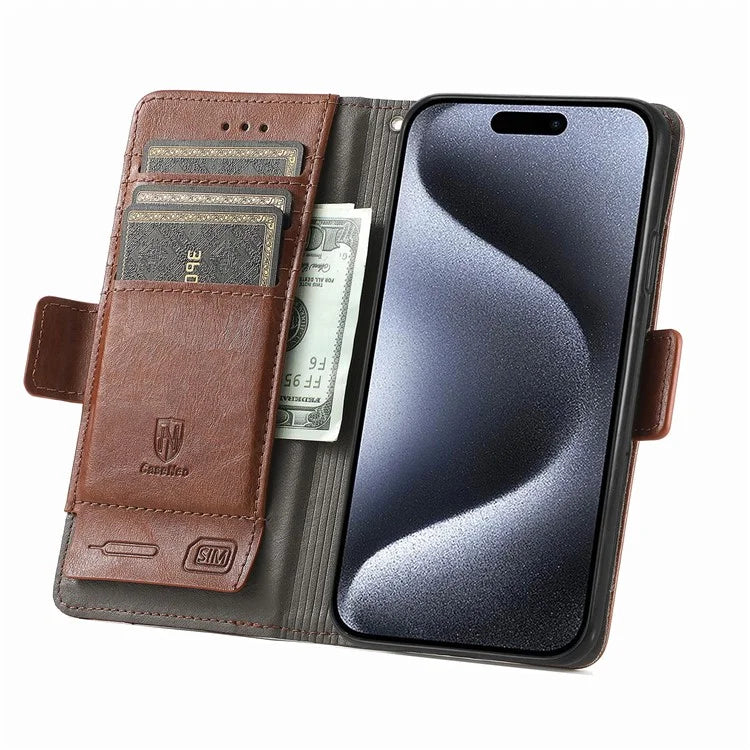 CASENEO 002 Series For iPhone 16 Pro Max Case Stand Wallet Splicing PU Leather Cover