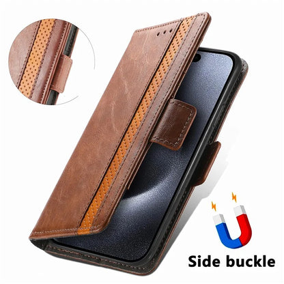 CASENEO 002 Series For iPhone 16 Pro Max Case Stand Wallet Splicing PU Leather Cover