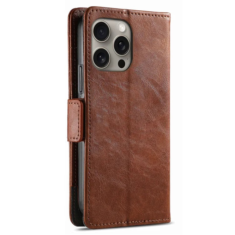 CASENEO 002 Series For iPhone 16 Pro Max Case Stand Wallet Splicing PU Leather Cover