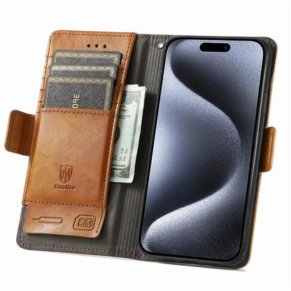 CASENEO 002 Series For iPhone 16 Pro Max Case Stand Wallet Splicing PU Leather Cover