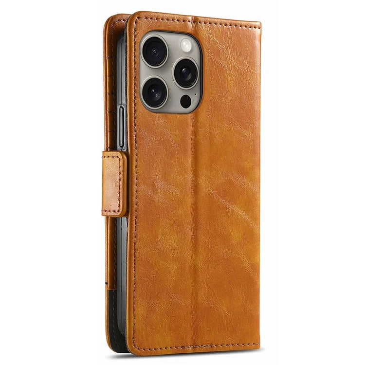 CASENEO 002 Series For iPhone 16 Pro Max Case Stand Wallet Splicing PU Leather Cover