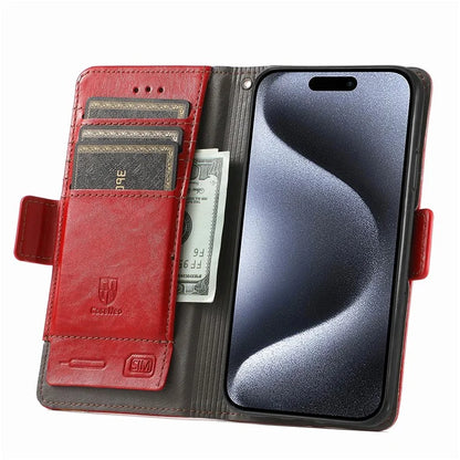 CASENEO 002 Series For iPhone 16 Pro Max Case Stand Wallet Splicing PU Leather Cover