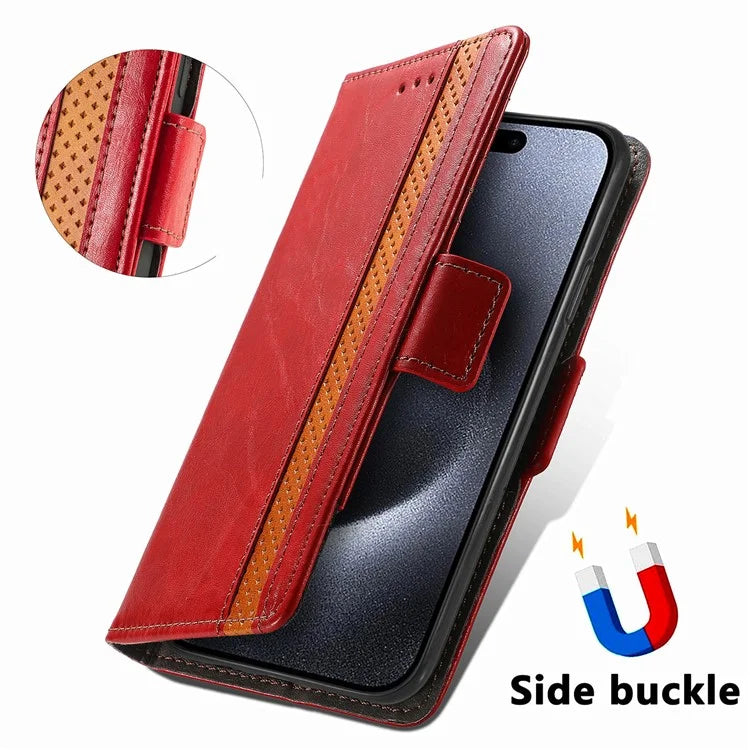 CASENEO 002 Series For iPhone 16 Pro Max Case Stand Wallet Splicing PU Leather Cover
