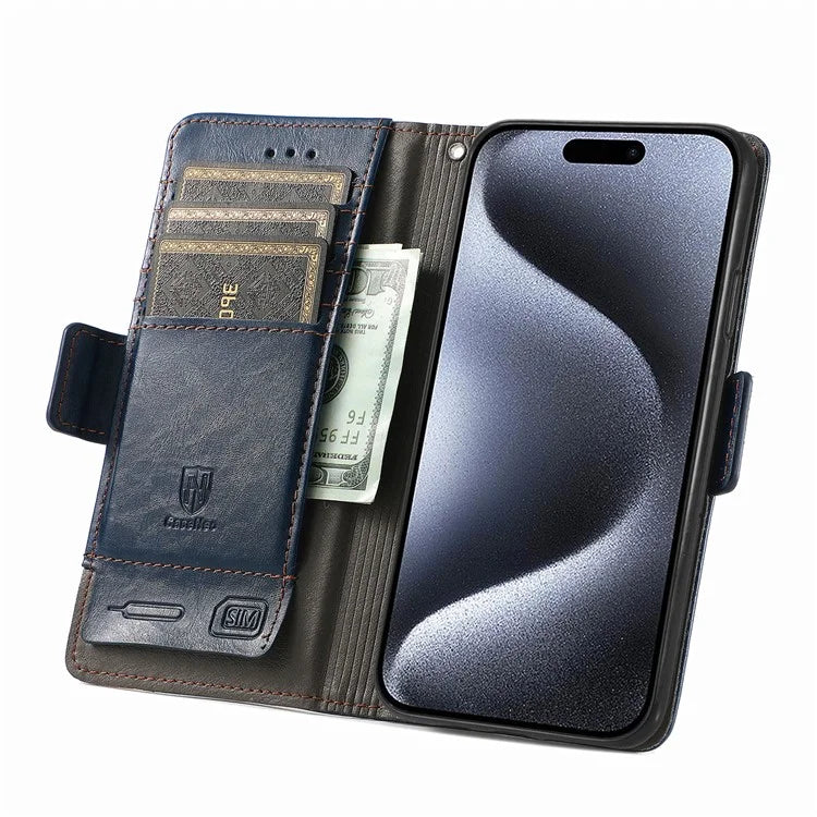 CASENEO 002 Series For iPhone 16 Pro Max Case Stand Wallet Splicing PU Leather Cover