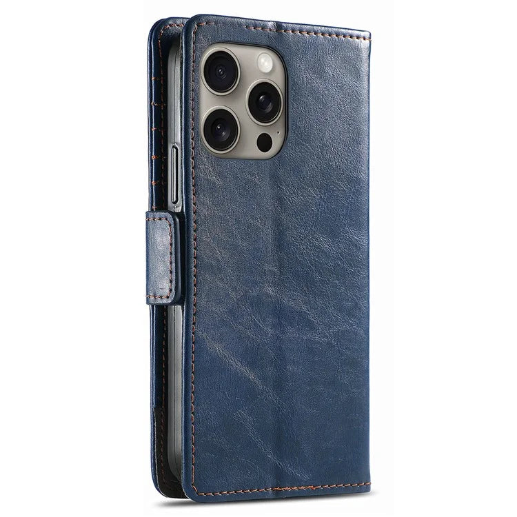 CASENEO 002 Series For iPhone 16 Pro Max Case Stand Wallet Splicing PU Leather Cover