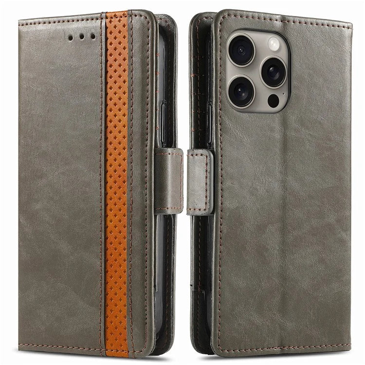CASENEO 002 Series For iPhone 16 Pro Max Case Stand Wallet Splicing PU Leather Cover