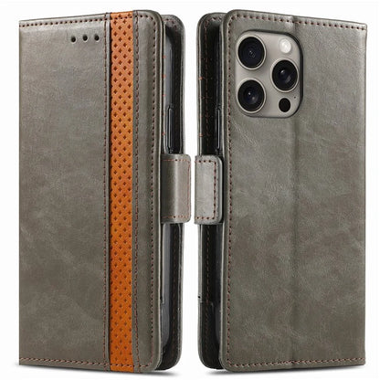CASENEO 002 Series For iPhone 16 Pro Max Case Stand Wallet Splicing PU Leather Cover