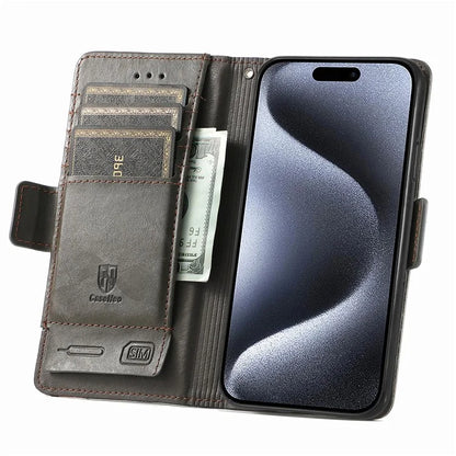 CASENEO 002 Series For iPhone 16 Pro Max Case Stand Wallet Splicing PU Leather Cover