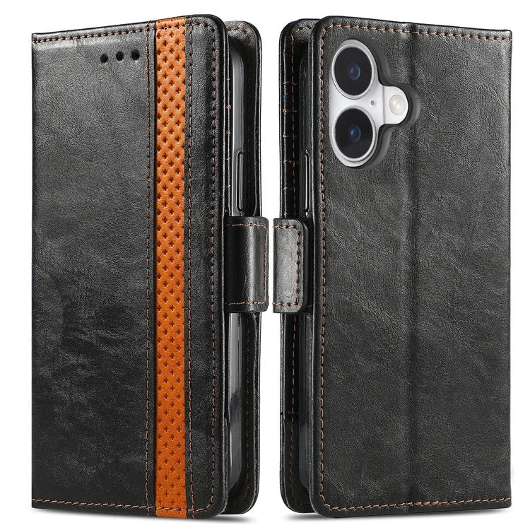 CASENEO 002 Series For iPhone 16 Case Stand Wallet Splicing PU Leather Cover