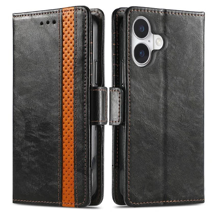 CASENEO 002 Series For iPhone 16 Case Stand Wallet Splicing PU Leather Cover