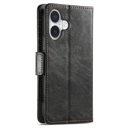 CASENEO 002 Series For iPhone 16 Case Stand Wallet Splicing PU Leather Cover