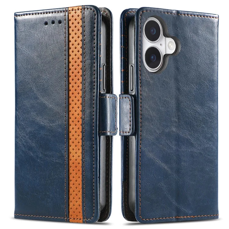 CASENEO 002 Series For iPhone 16 Case Stand Wallet Splicing PU Leather Cover