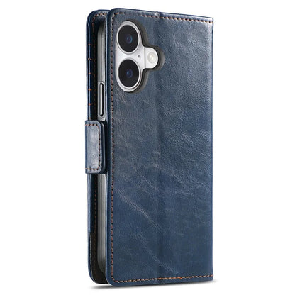 CASENEO 002 Series For iPhone 16 Case Stand Wallet Splicing PU Leather Cover