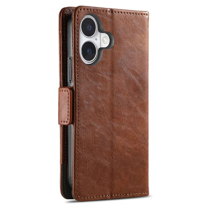 CASENEO 002 Series For iPhone 16 Case Stand Wallet Splicing PU Leather Cover