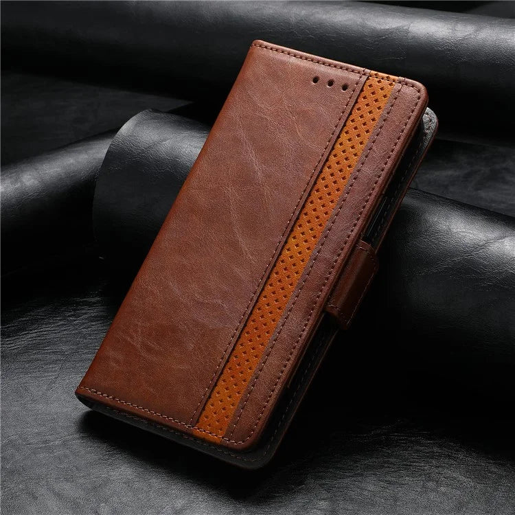 CASENEO 002 Series For iPhone 16 Case Stand Wallet Splicing PU Leather Cover
