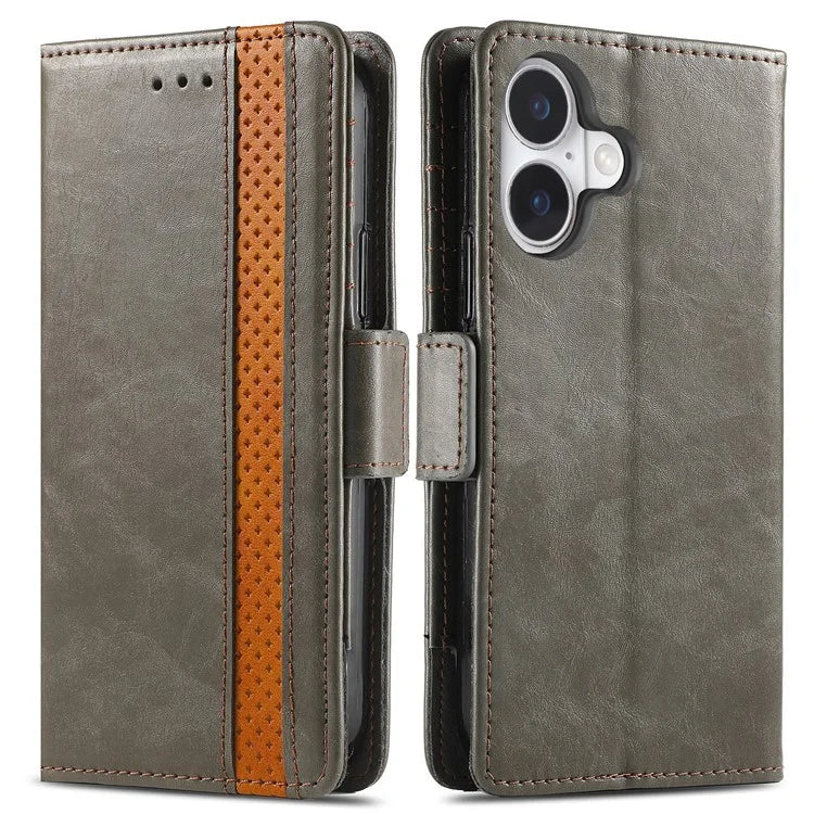 CASENEO 002 Series For iPhone 16 Case Stand Wallet Splicing PU Leather Cover