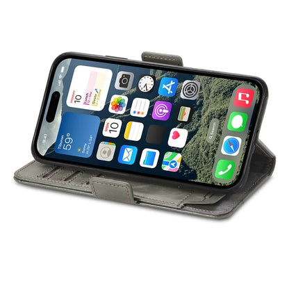 CASENEO 002 Series For iPhone 16 Case Stand Wallet Splicing PU Leather Cover