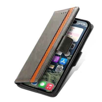 CASENEO 002 Series For iPhone 16 Case Stand Wallet Splicing PU Leather Cover