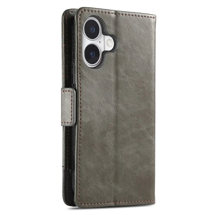 CASENEO 002 Series For iPhone 16 Case Stand Wallet Splicing PU Leather Cover