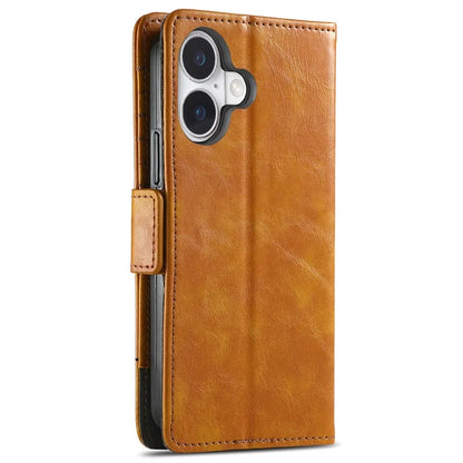 CASENEO 002 Series For iPhone 16 Case Stand Wallet Splicing PU Leather Cover