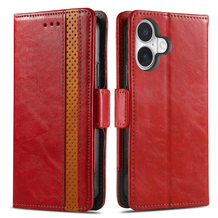 CASENEO 002 Series For iPhone 16 Case Stand Wallet Splicing PU Leather Cover