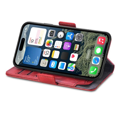CASENEO 002 Series For iPhone 16 Case Stand Wallet Splicing PU Leather Cover