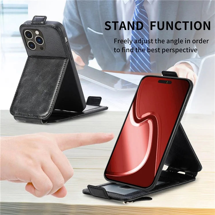 For iPhone 16 Pro Case Zipper Wallet Phone Leather Cover Vertical Flip Closing