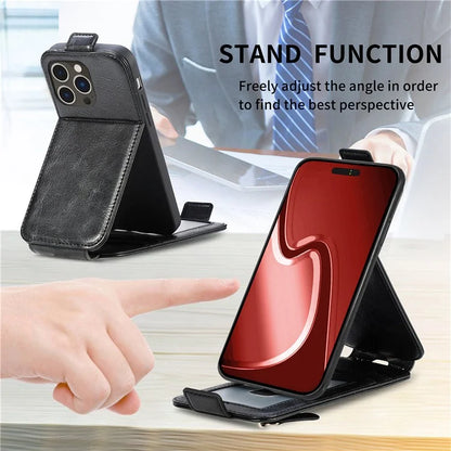 For iPhone 16 Pro Case Zipper Wallet Phone Leather Cover Vertical Flip Closing
