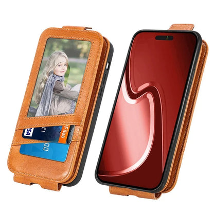 For iPhone 16 Pro Case Zipper Wallet Phone Leather Cover Vertical Flip Closing