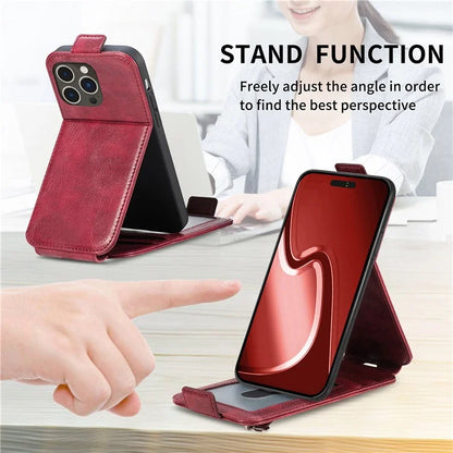 For iPhone 16 Pro Case Zipper Wallet Phone Leather Cover Vertical Flip Closing