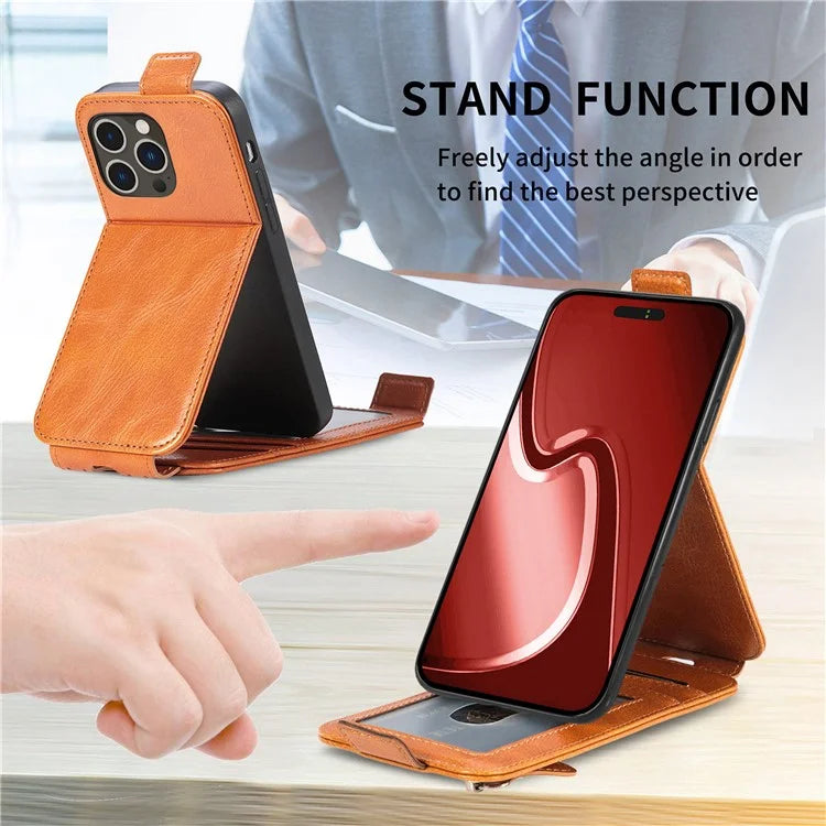 For iPhone 16 Pro Max Case Zipper Wallet Phone Leather Cover Vertical Flip Closing