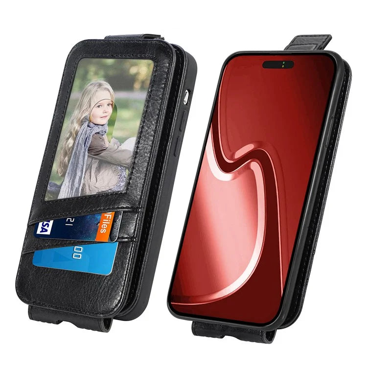 For iPhone 16 Pro Max Case Zipper Wallet Phone Leather Cover Vertical Flip Closing