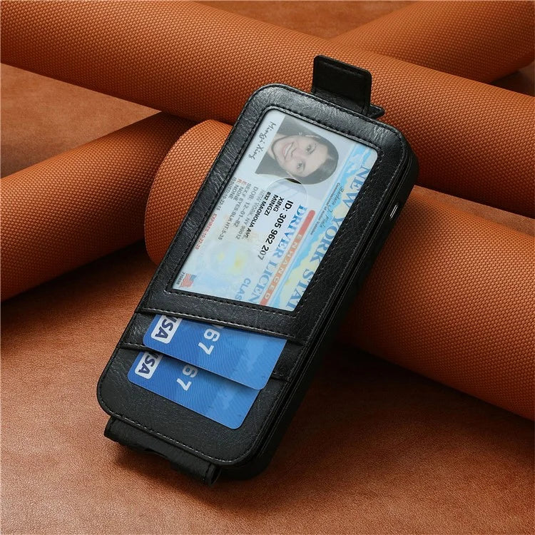 For iPhone 16 Pro Max Case Zipper Wallet Phone Leather Cover Vertical Flip Closing