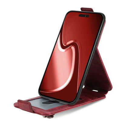 For iPhone 16 Pro Max Case Zipper Wallet Phone Leather Cover Vertical Flip Closing