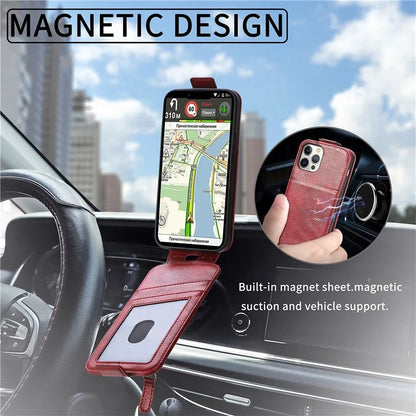 For iPhone 16 Pro Max Case Zipper Wallet Phone Leather Cover Vertical Flip Closing