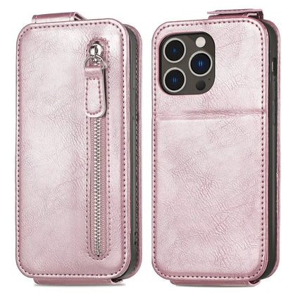 For iPhone 16 Pro Max Case Zipper Wallet Phone Leather Cover Vertical Flip Closing