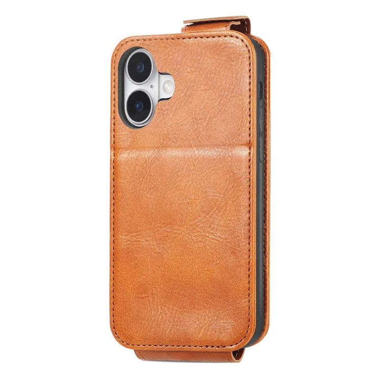 For iPhone 16 Case Zipper Wallet Phone Leather Cover Vertical Flip Closing
