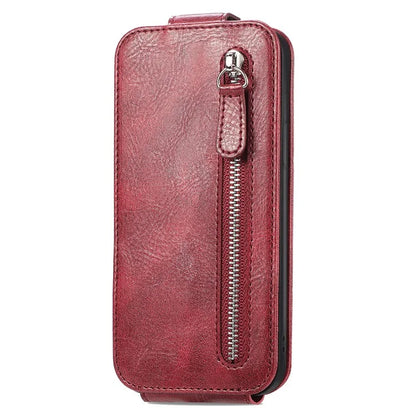 For iPhone 16 Case Zipper Wallet Phone Leather Cover Vertical Flip Closing
